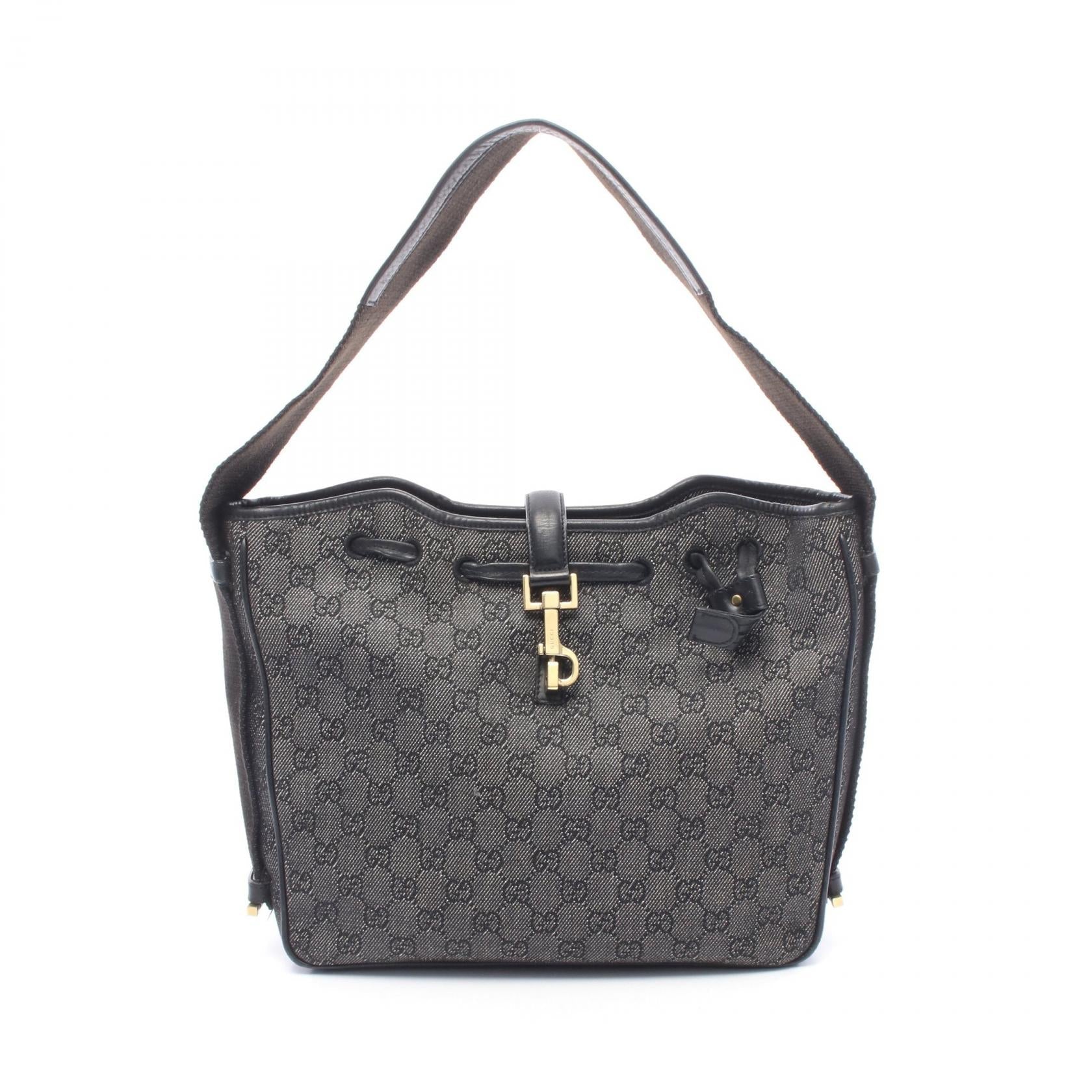 GUCCI Gucci Gg Denim Shoulder Bag Black Denim×leather 92732 image 1