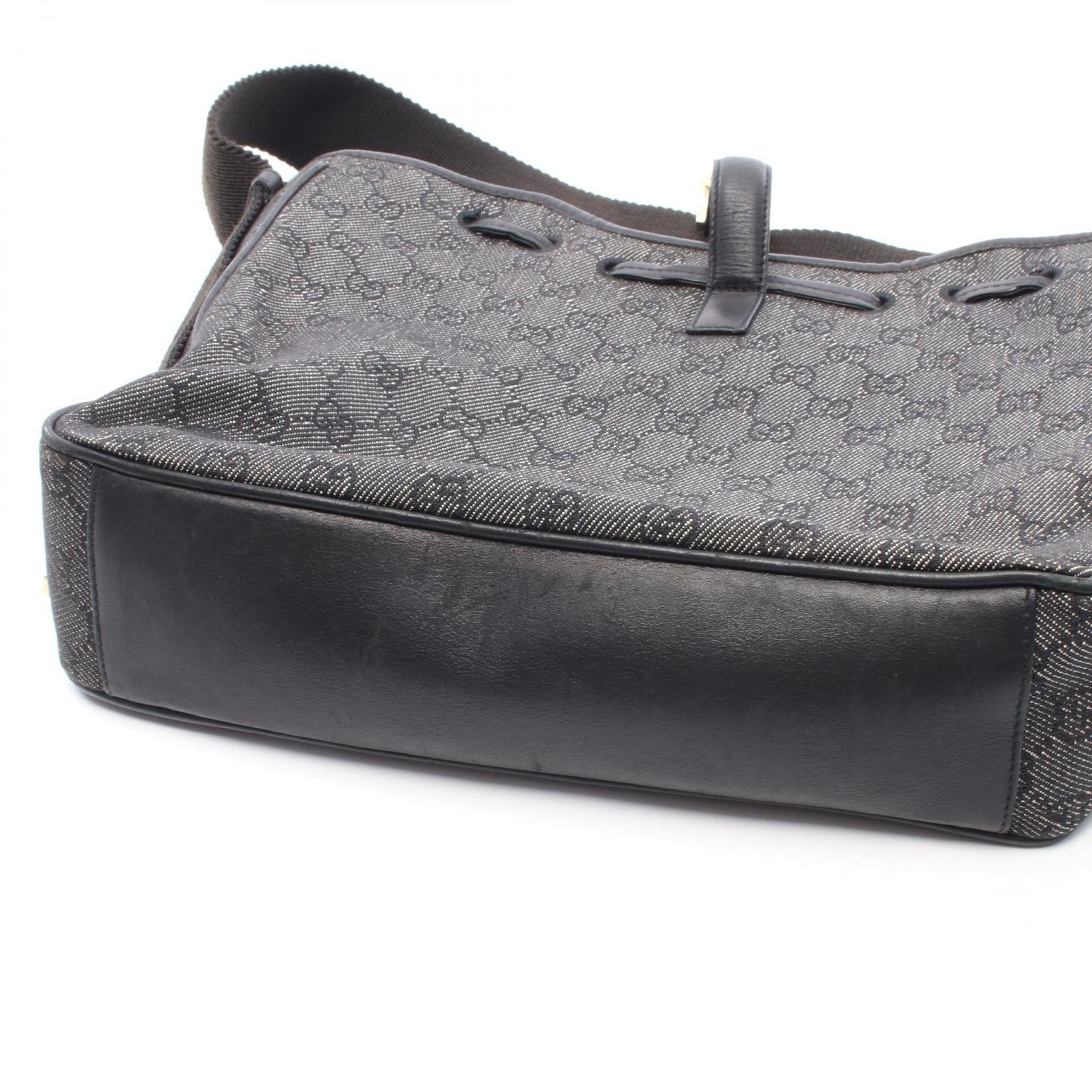 GUCCI Gucci Gg Denim Shoulder Bag Black Denim×leather 92732 image 7