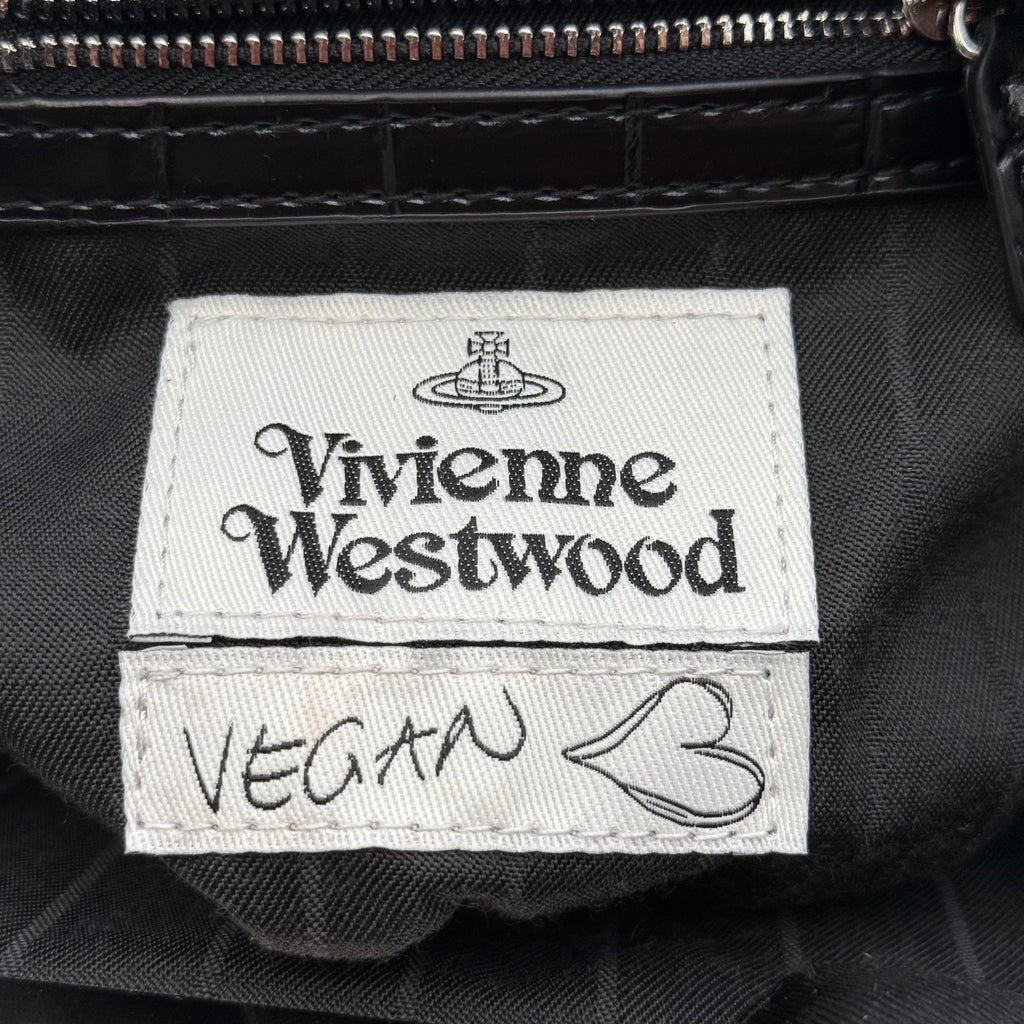 Vivienne Westwood Black Croc-Embossed Granny Frame Bag