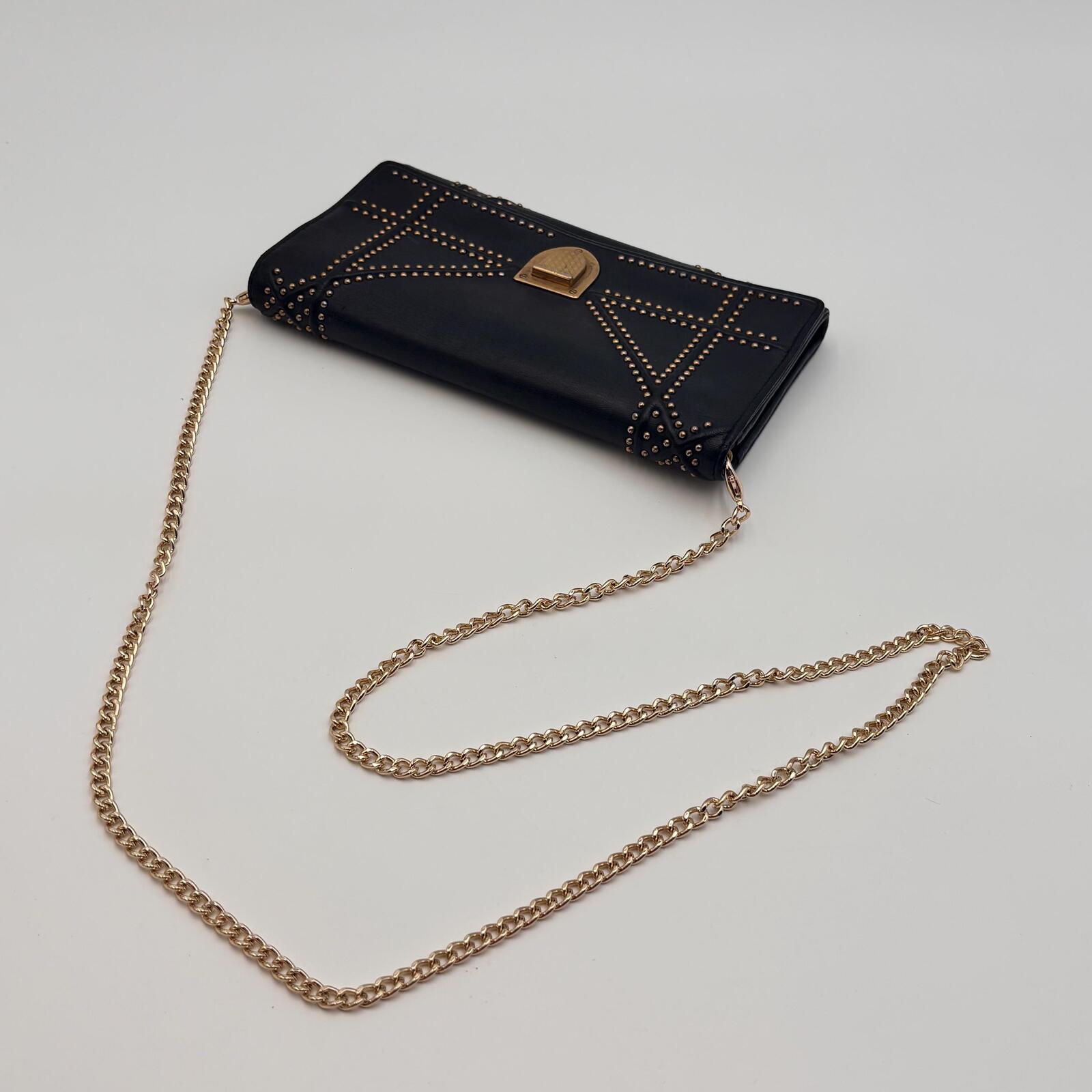 Christian Dior Studded Leather Chain Wallet / Clutch – Black