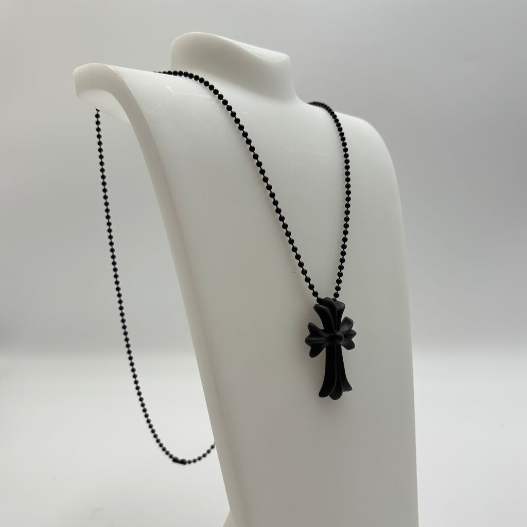 Chrome Hearts Tokyo 20th Anniversary Rubber CH Cross Necklace in Black