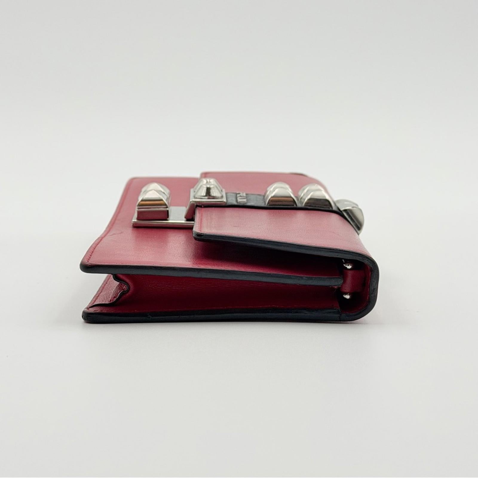 Prada City Calf Leather Elektra Wallet On Chain – Red