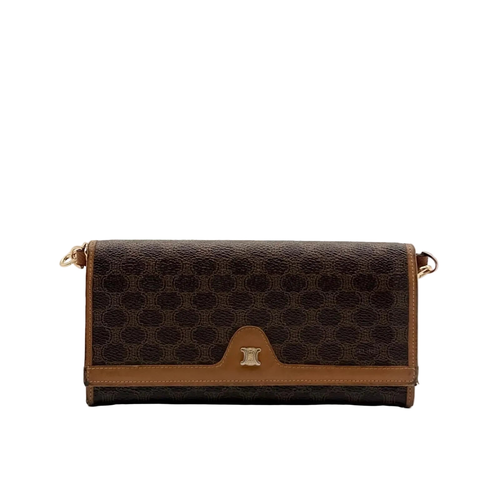 CELINE TRIOMPHE MONOGRAM LONG WALLET WITH CHAIN