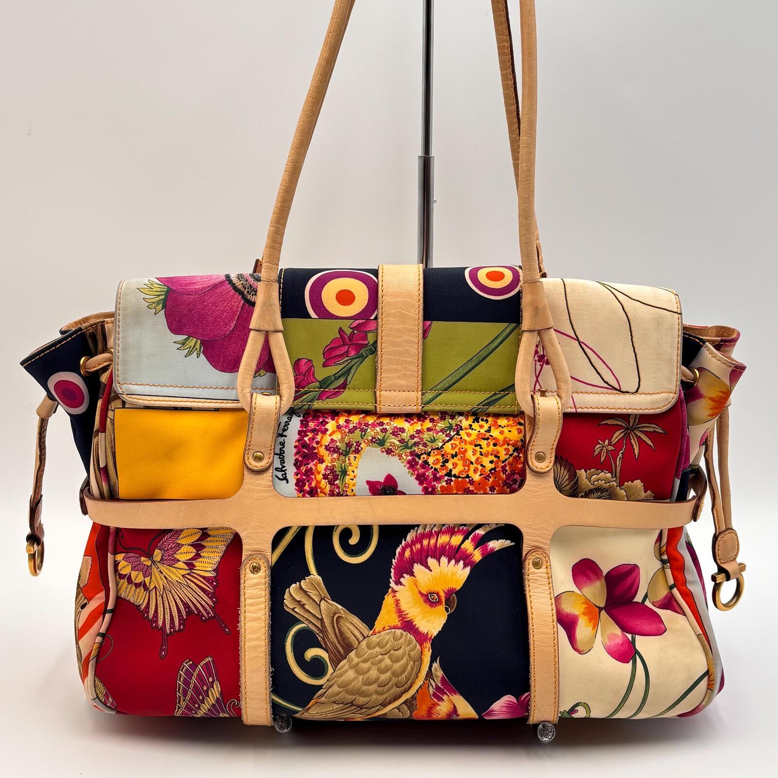 Salvatore Ferragamo Floral Print Multi Pocket Tote Bag