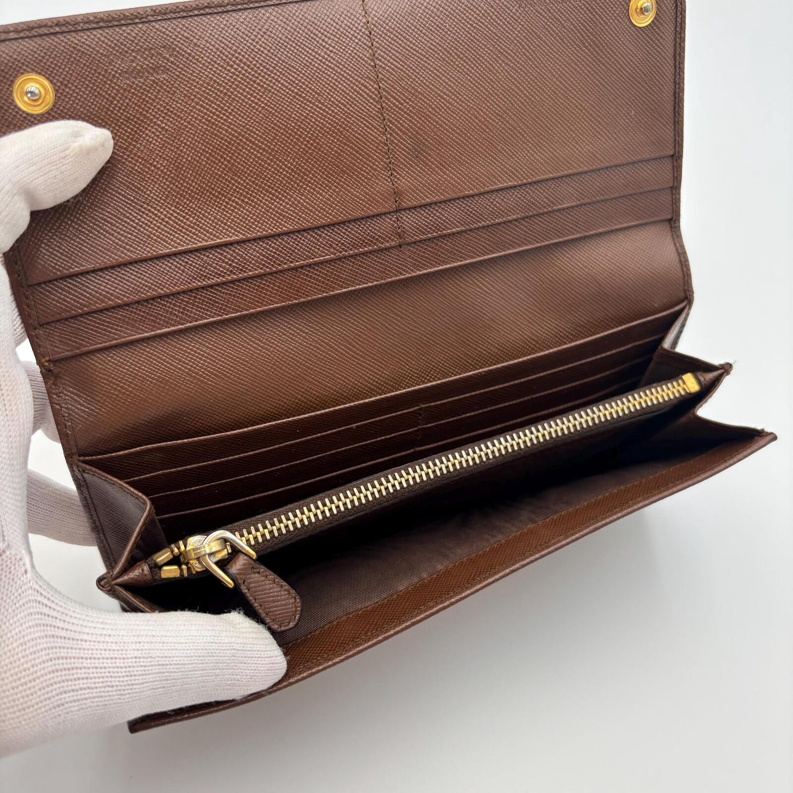 Prada Saffiano Leather Continental Wallet Brown