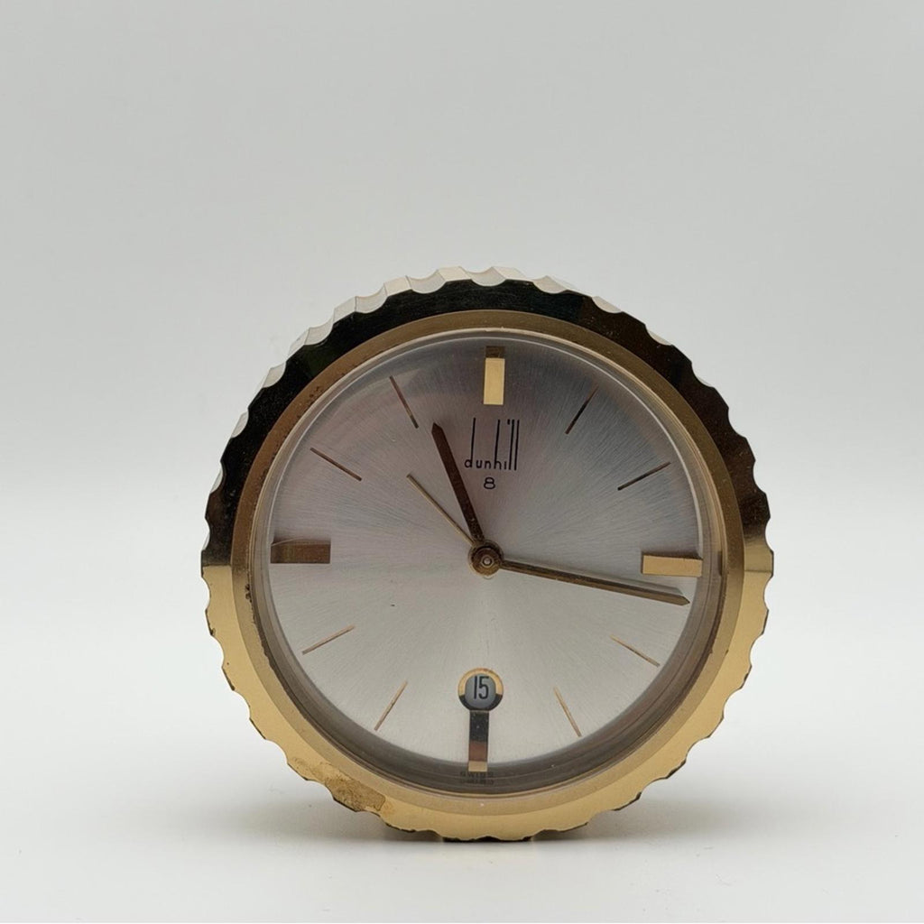 Dunhill Swiss Made Desk Clock – Gold Tone – Vintage