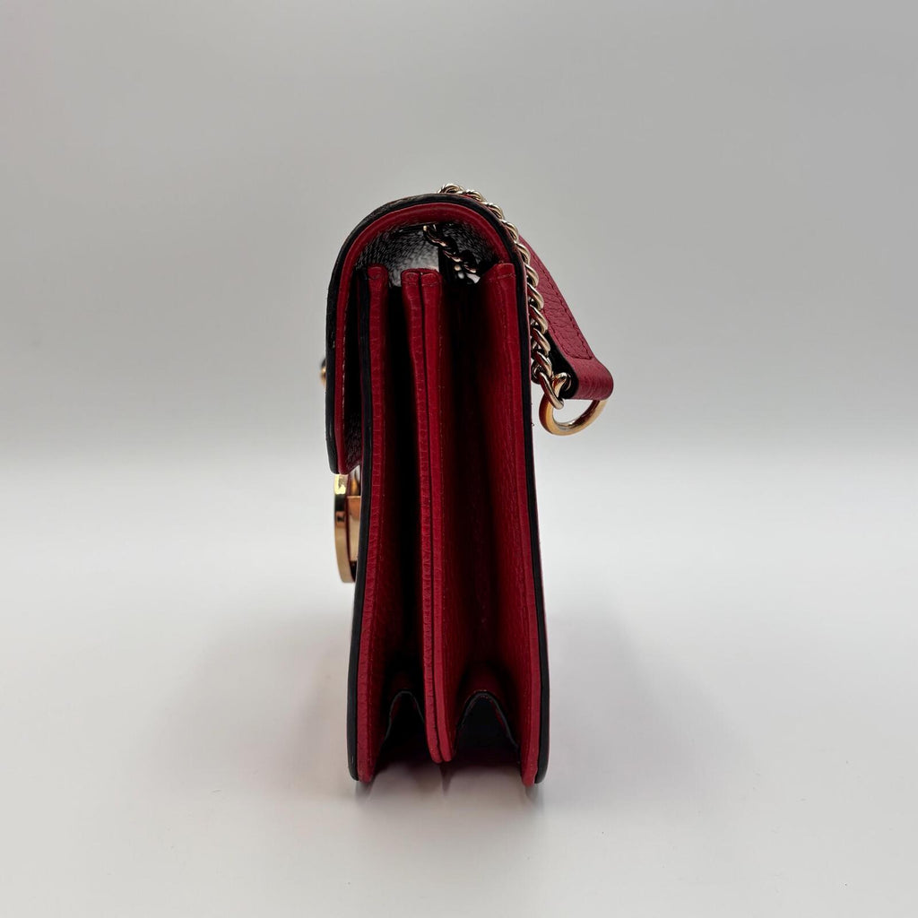 Gucci Interlocking GG Red Leather Chain Crossbody Bag