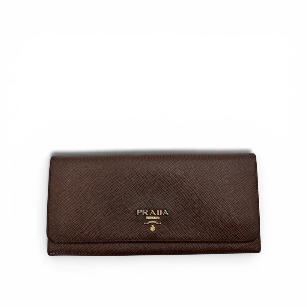 Prada Saffiano Leather Continental Wallet Brown