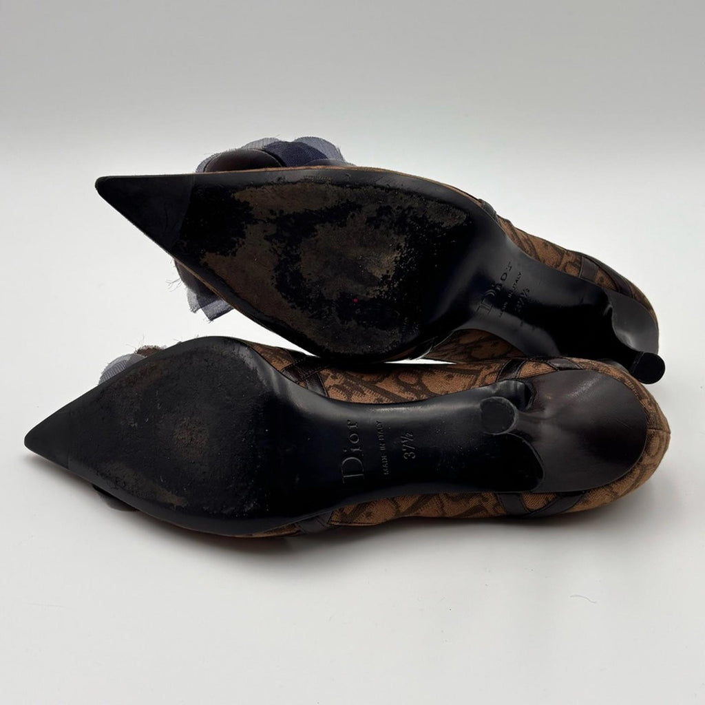 Christian Dior Monogram Canvas Pointed Toe Heels with Floral Detail