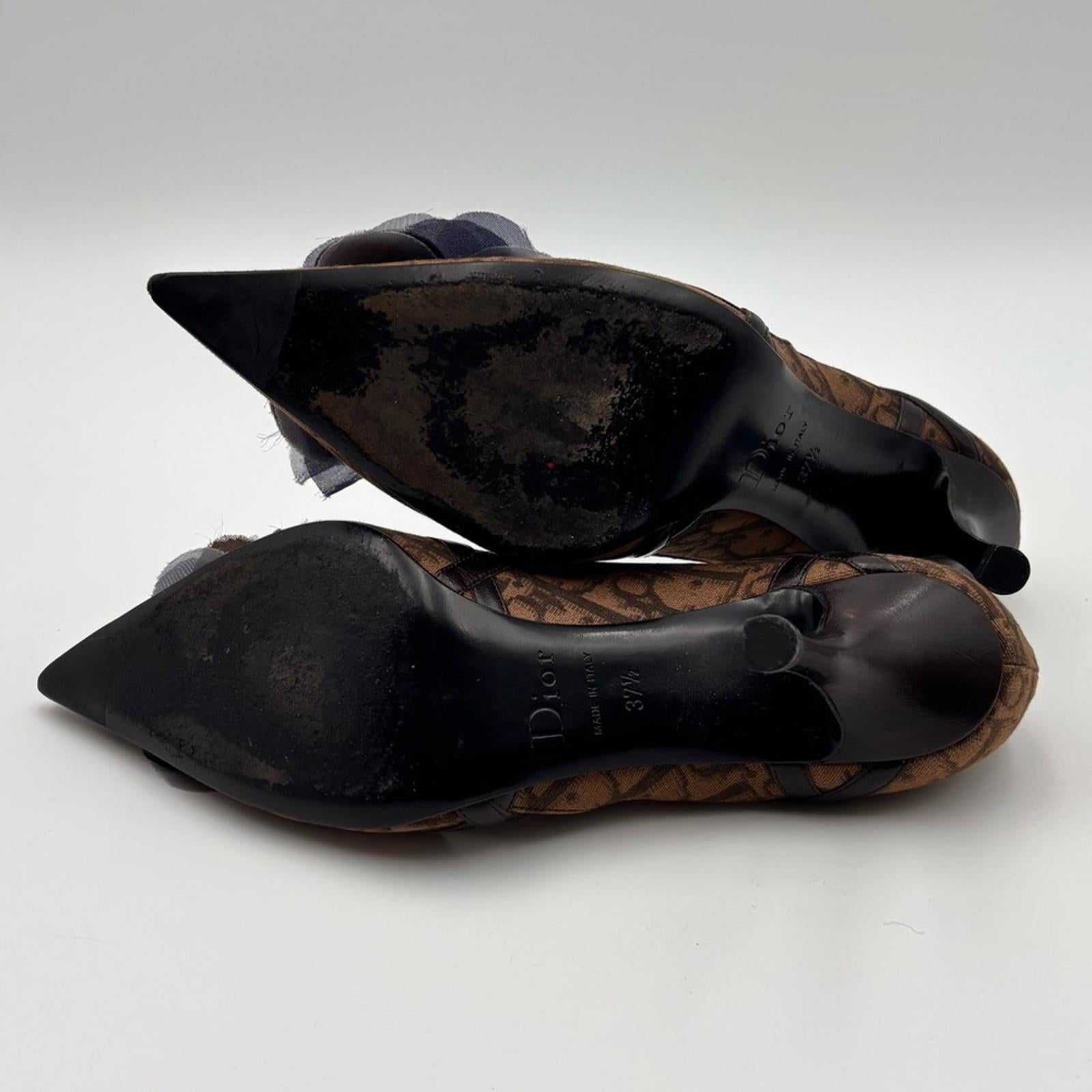 Christian Dior Monogram Canvas Pointed Toe Heels with Floral Detail