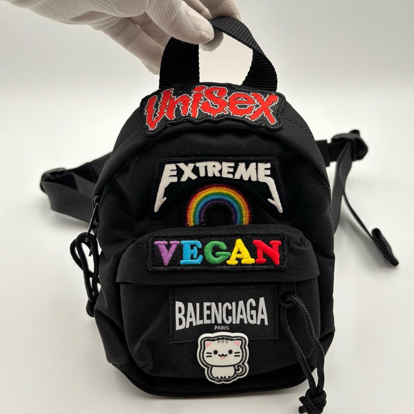 Balenciaga Mini Explorer Backpack Crossbody Black Nylon Patches