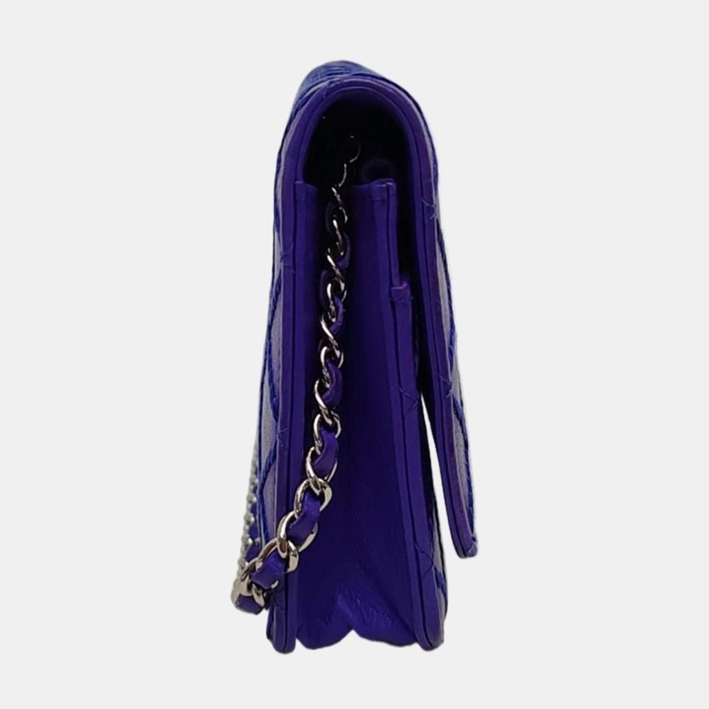 Chanel Classic Wallet On Chain WOC Quilted Lambskin Purple Silver Hardware