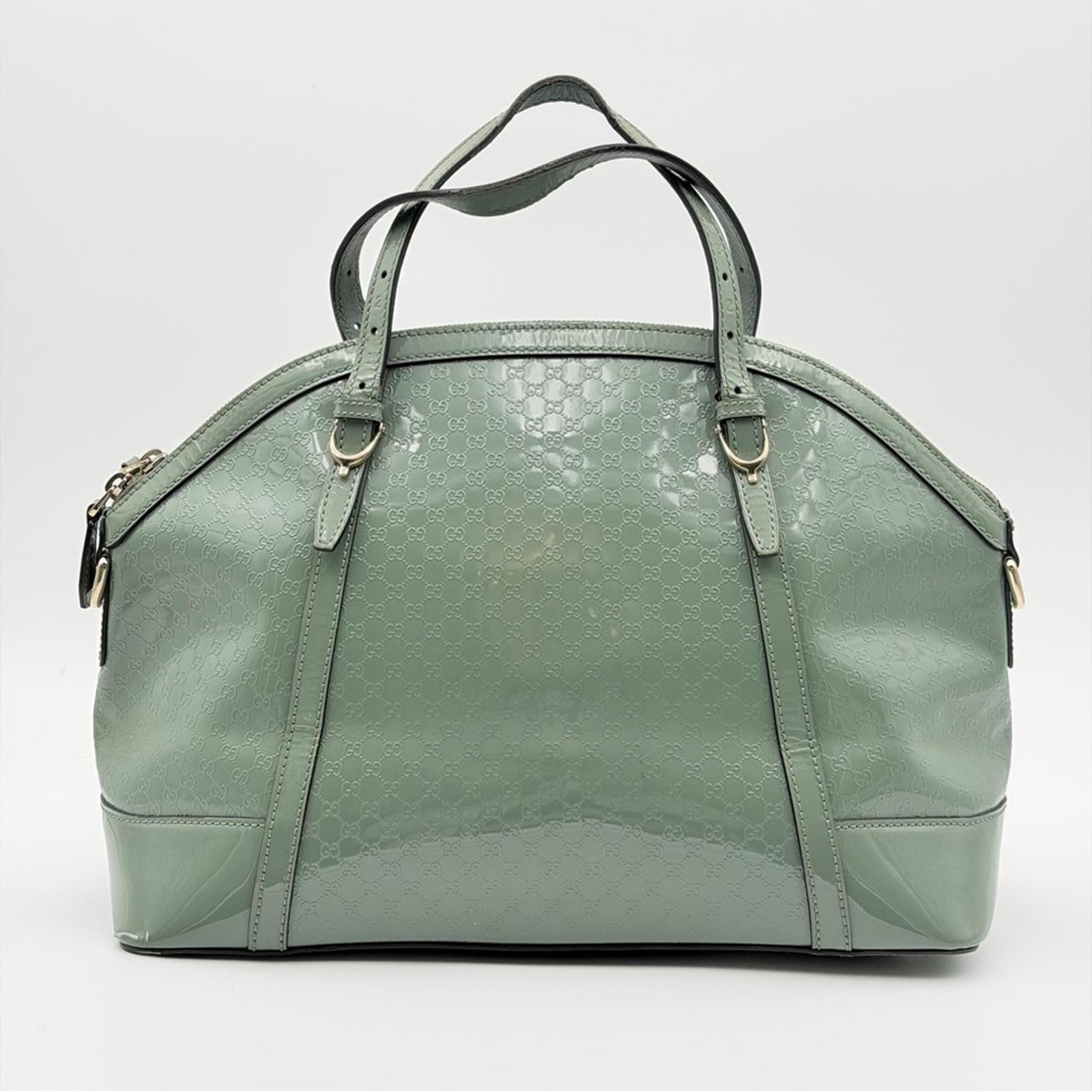 Gucci Microguccissima Nice Patent Leather Dome Satchel – Green