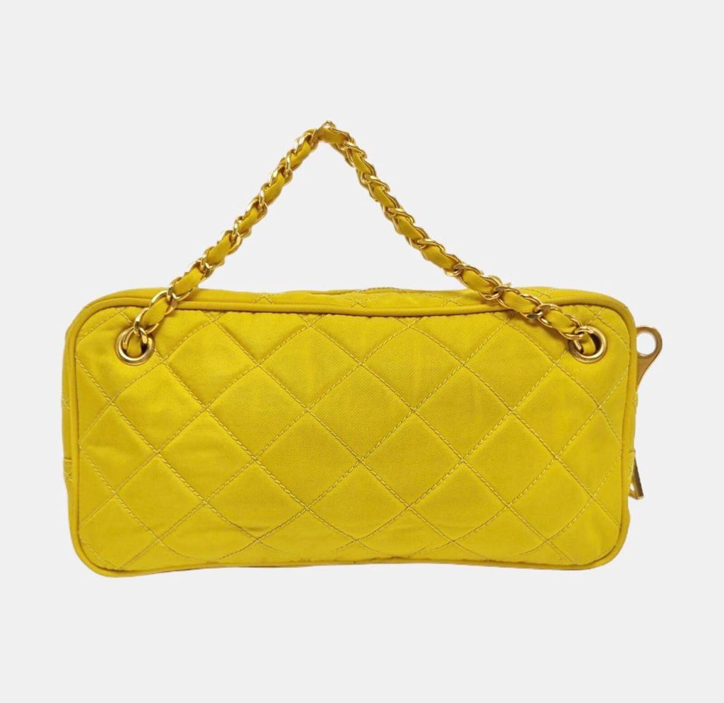 Prada Quilted Nylon Chain Shoulder Bag — Yellow