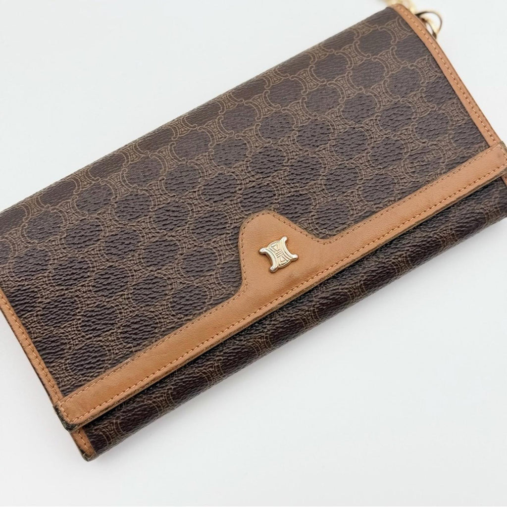 CELINE TRIOMPHE MONOGRAM LONG WALLET WITH CHAIN