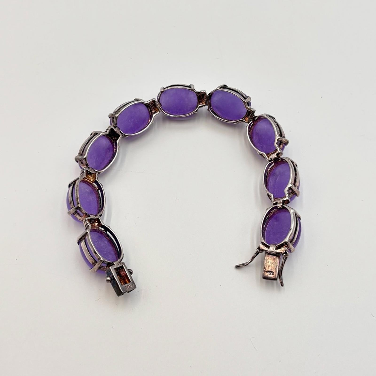 Vintage Amethyst Cabochon Bracelet And Ring Set Sterling Silver