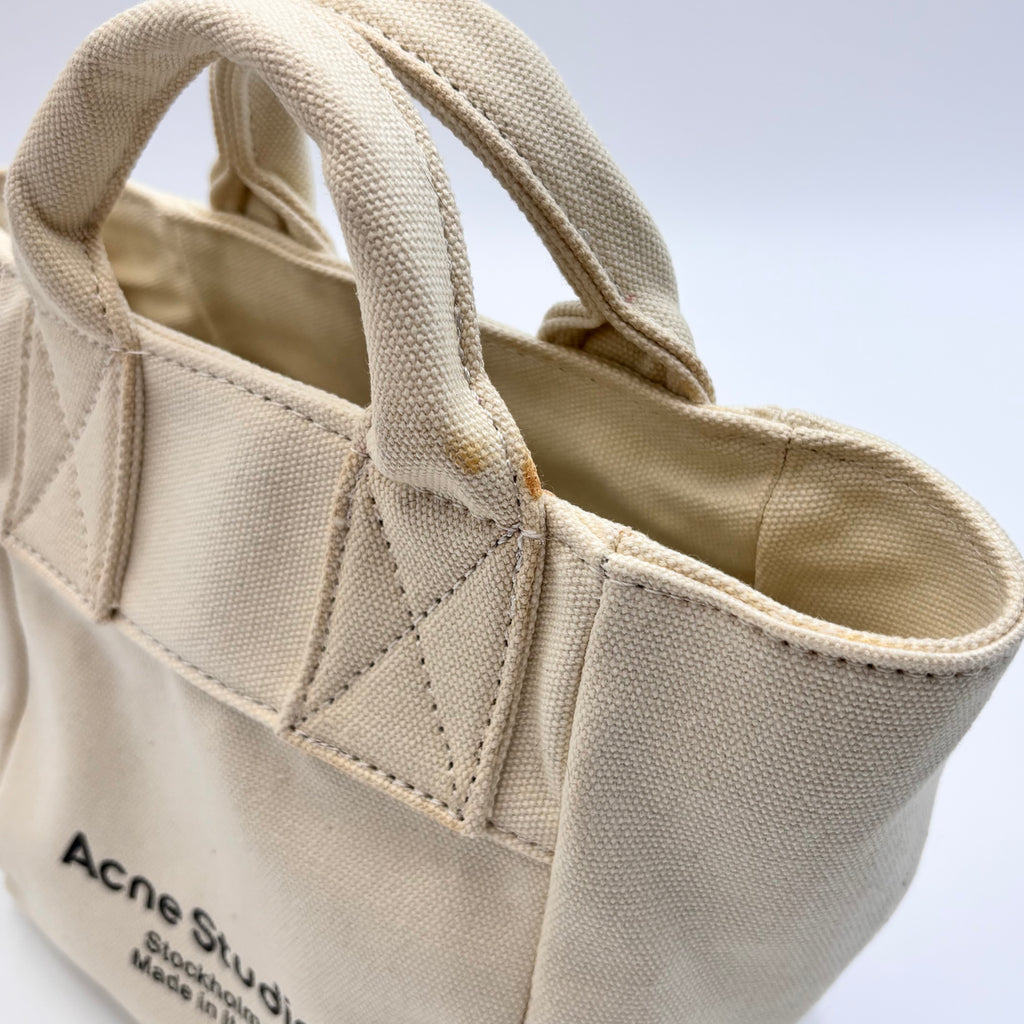 Acne Studios Mini Canvas Tote Bag Beige Top Handle Crossbody