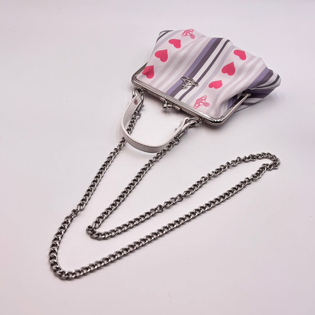 Vivienne Westwood Granny Frame Bag White Hearts Stripe Top Handle Crossbody