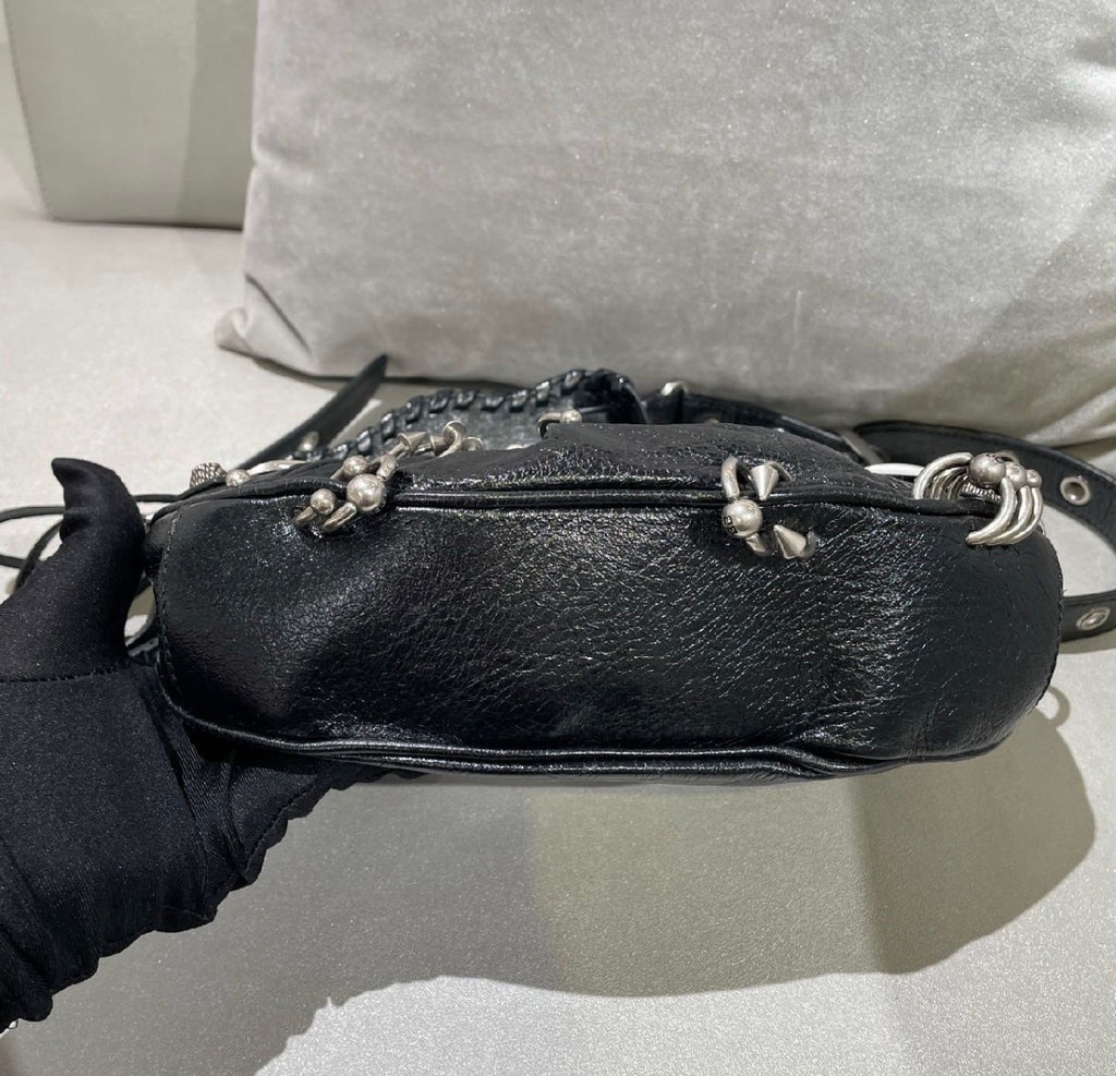 Balenciaga Le Cagole XS Piercing Leather Shoulder Bag in Black