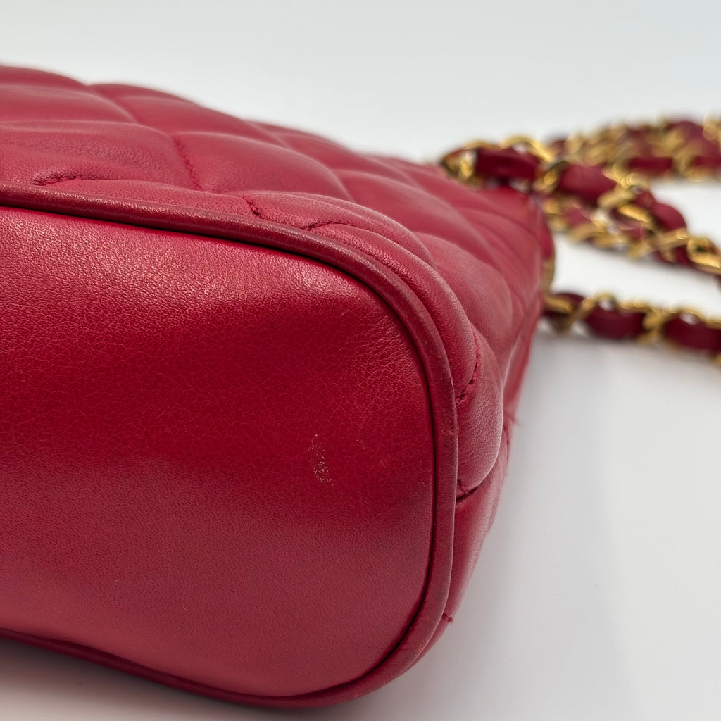 Chanel Vintage Rue Cambon Medallion Quilted Red Leather Shoulder Bag