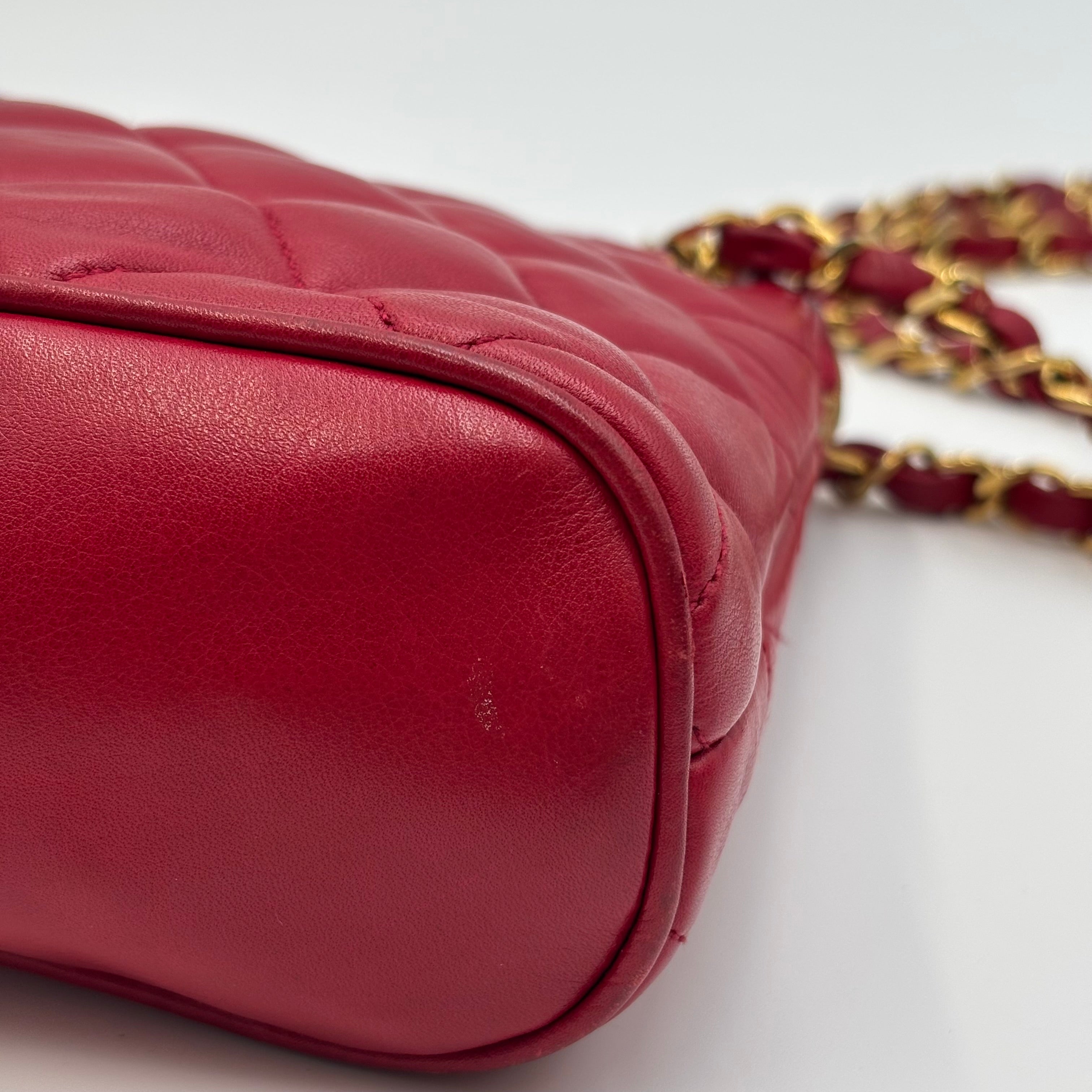 Chanel Vintage Rue Cambon Medallion Quilted Red Leather Shoulder Bag