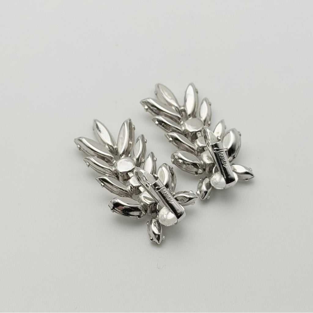Sherman Rhinestone Brooch & Clip Earrings Set – Silver Tone