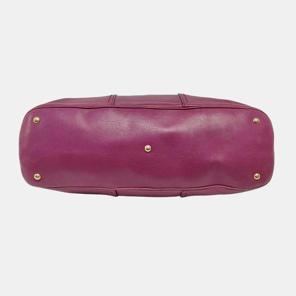 Yves Saint Laurent Muse Leather Bowler Bag Magenta Gold Hardware