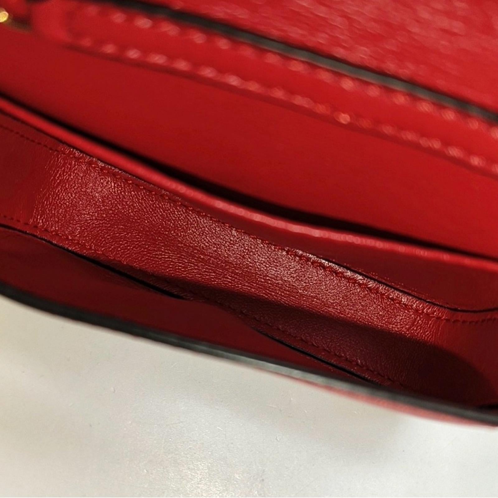 Fendi Baguette Nano Red Leather Shoulder Bag With Gold-Tone Hardware