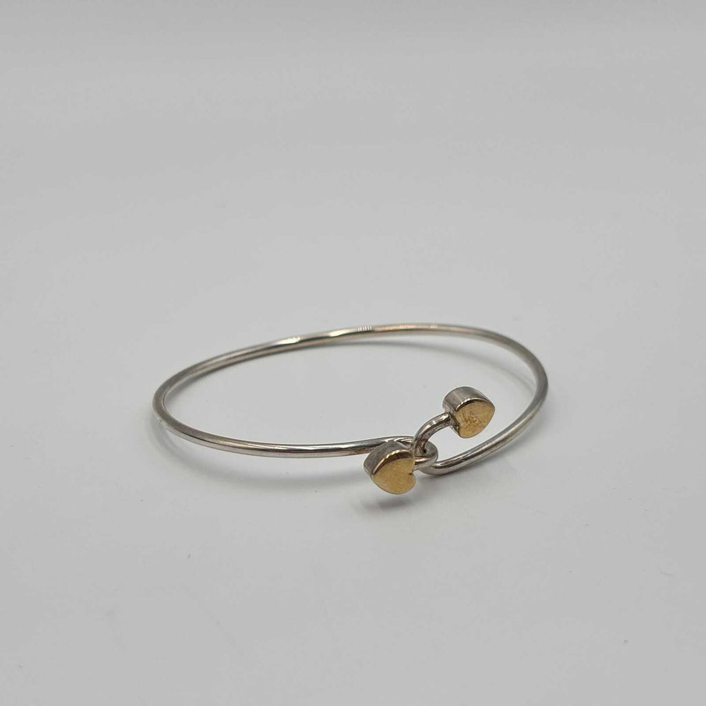 Tiffany and Co. Hook and Eye Heart Bangle Bracelet Sterling Silver 925 18K Gold