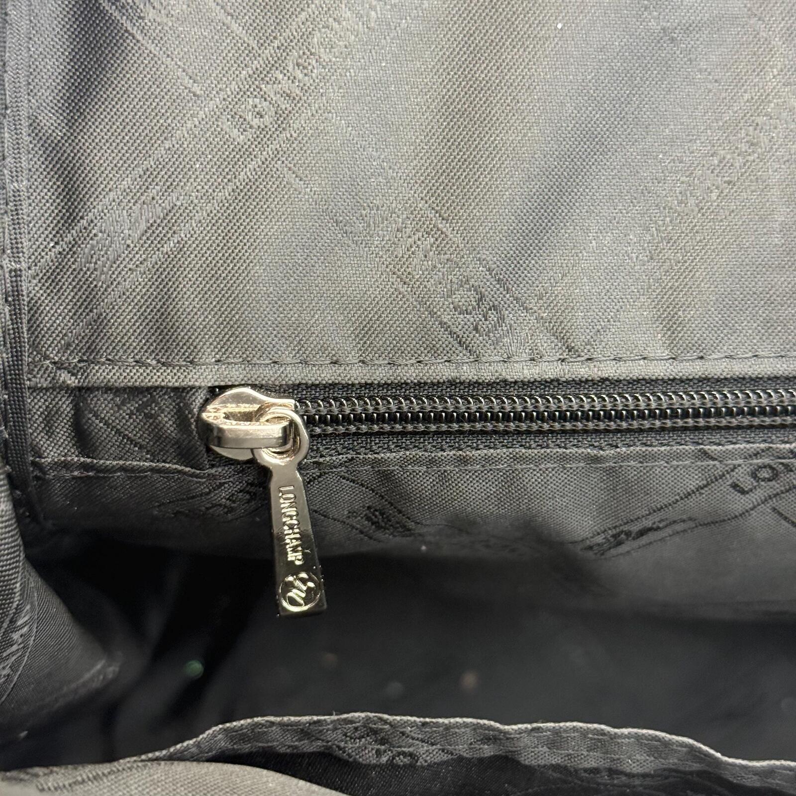 Longchamp Black Crocodile Embossed Roseau Tote
