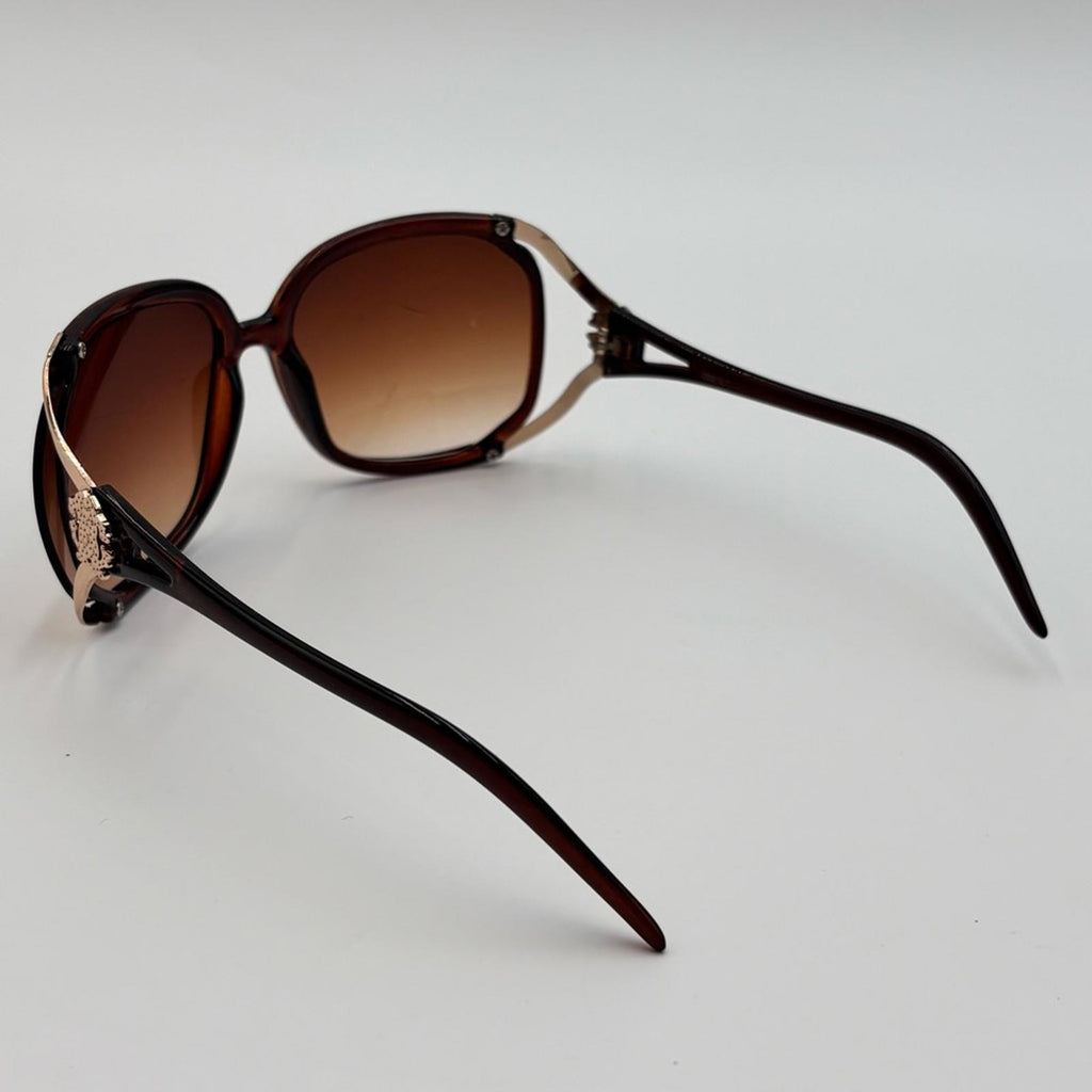 Roberto Cavalli Vintage Oversized Brown Gradient Sunglasses Gold Detail
