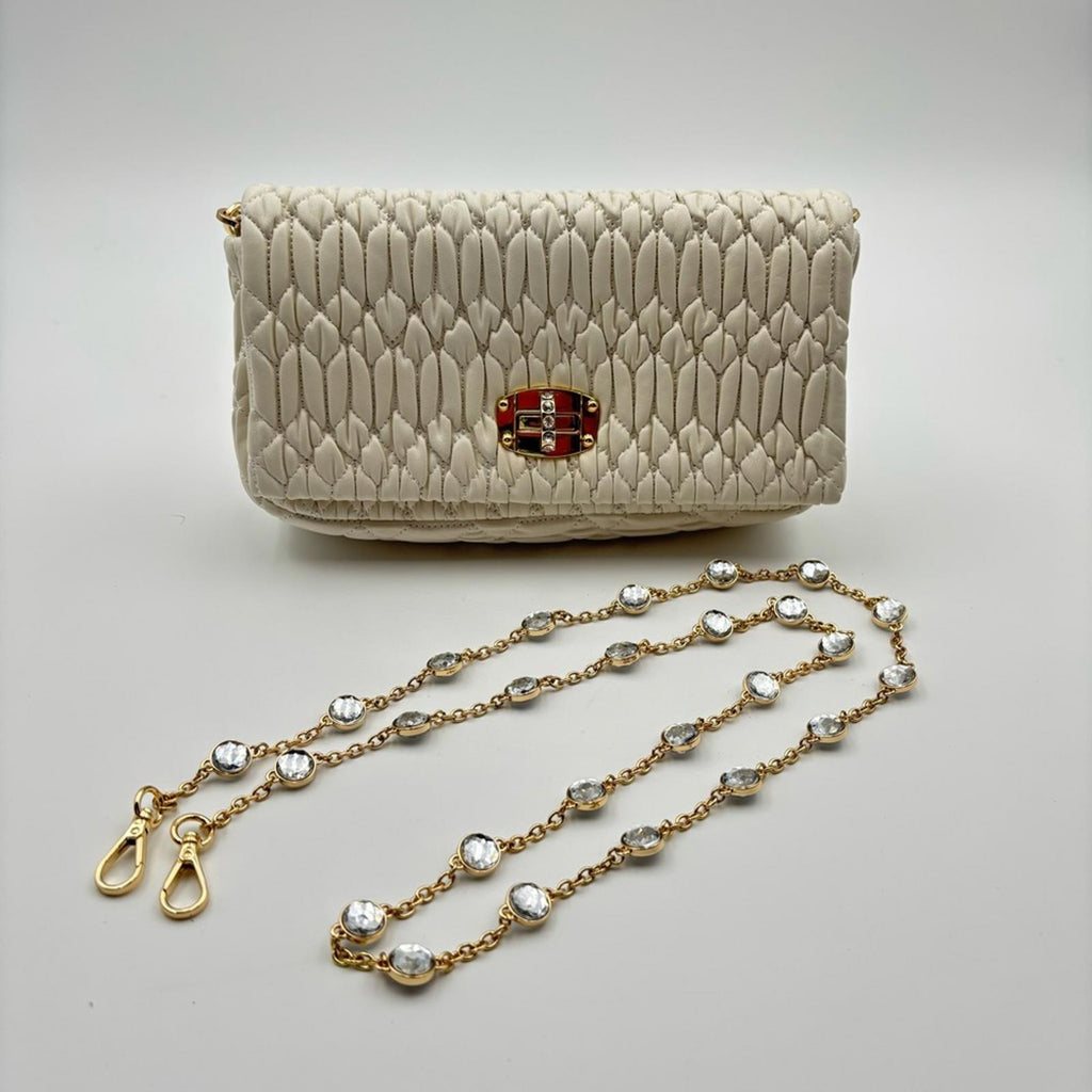 Miu Miu Matelassé Leather Shoulder Bag – Ivory / Gold Hardware