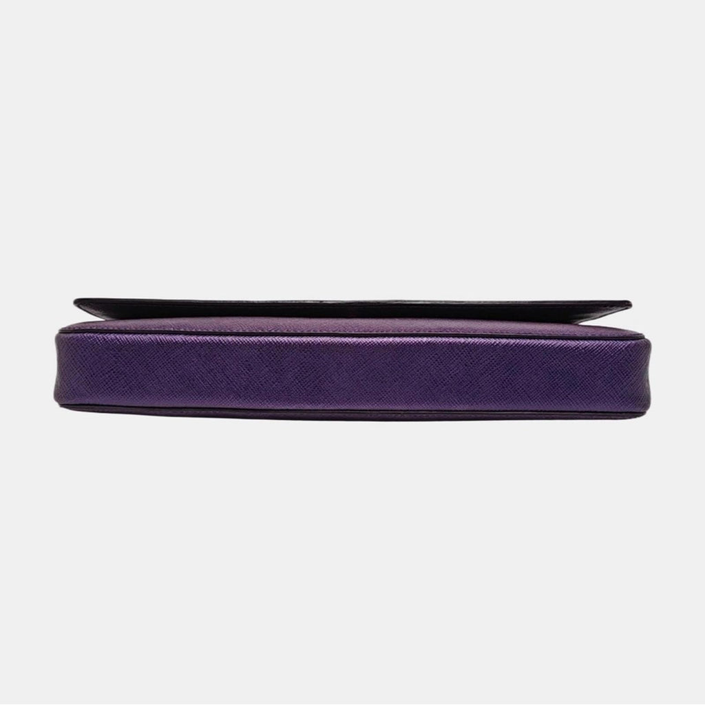 Prada Saffiano Leather Chain Shoulder Bag Purple