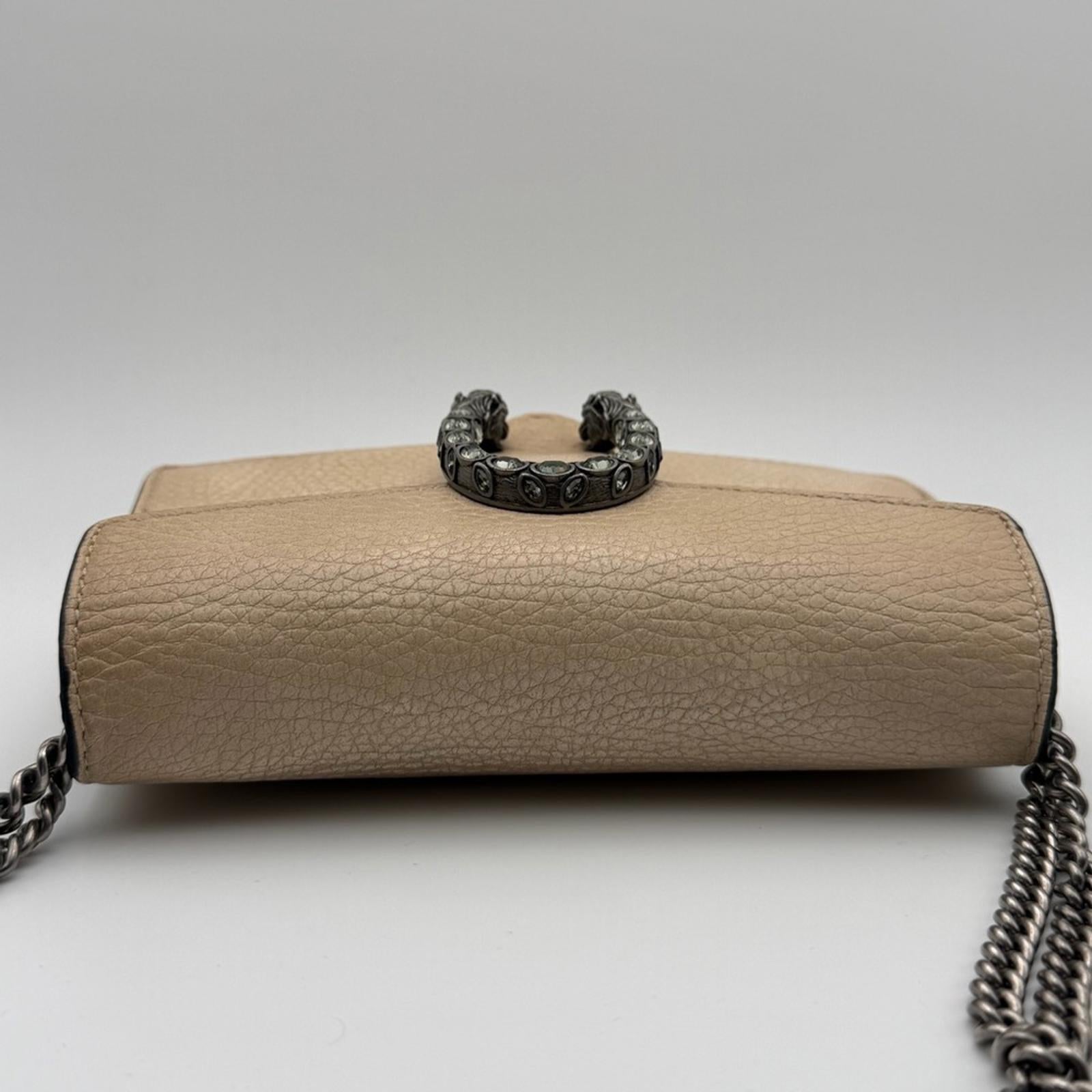 GUCCI DIONYSUS SUPER MINI BAG — CREAM GRAINED LEATHER
