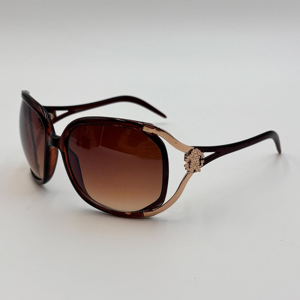 Roberto Cavalli Vintage Oversized Brown Gradient Sunglasses Gold Detail