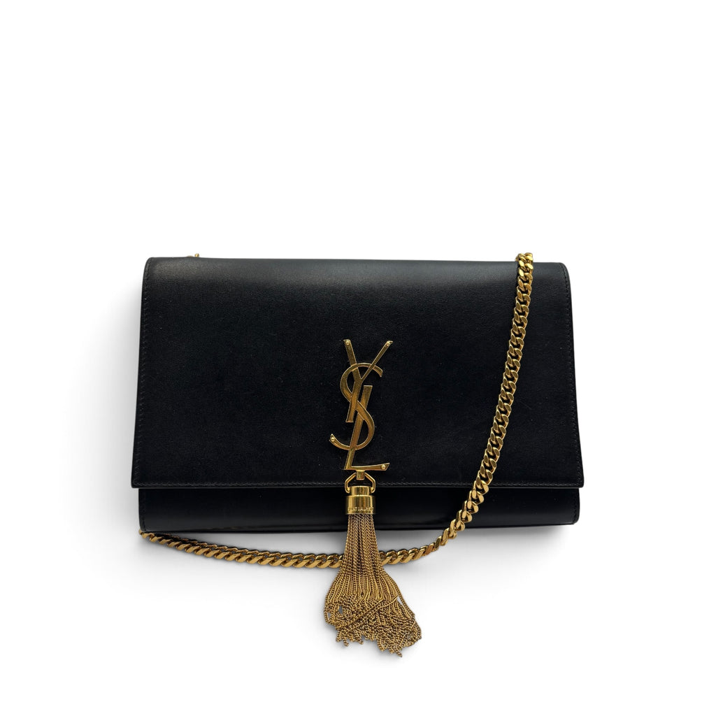 Saint Laurent Kate Medium Tassel Bag – Black Leather & Gold Hardware