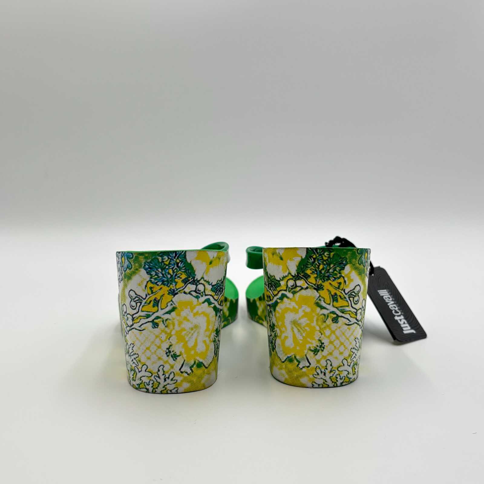 Just Cavalli Green Floral Wedge Flip Flop Sandals 37