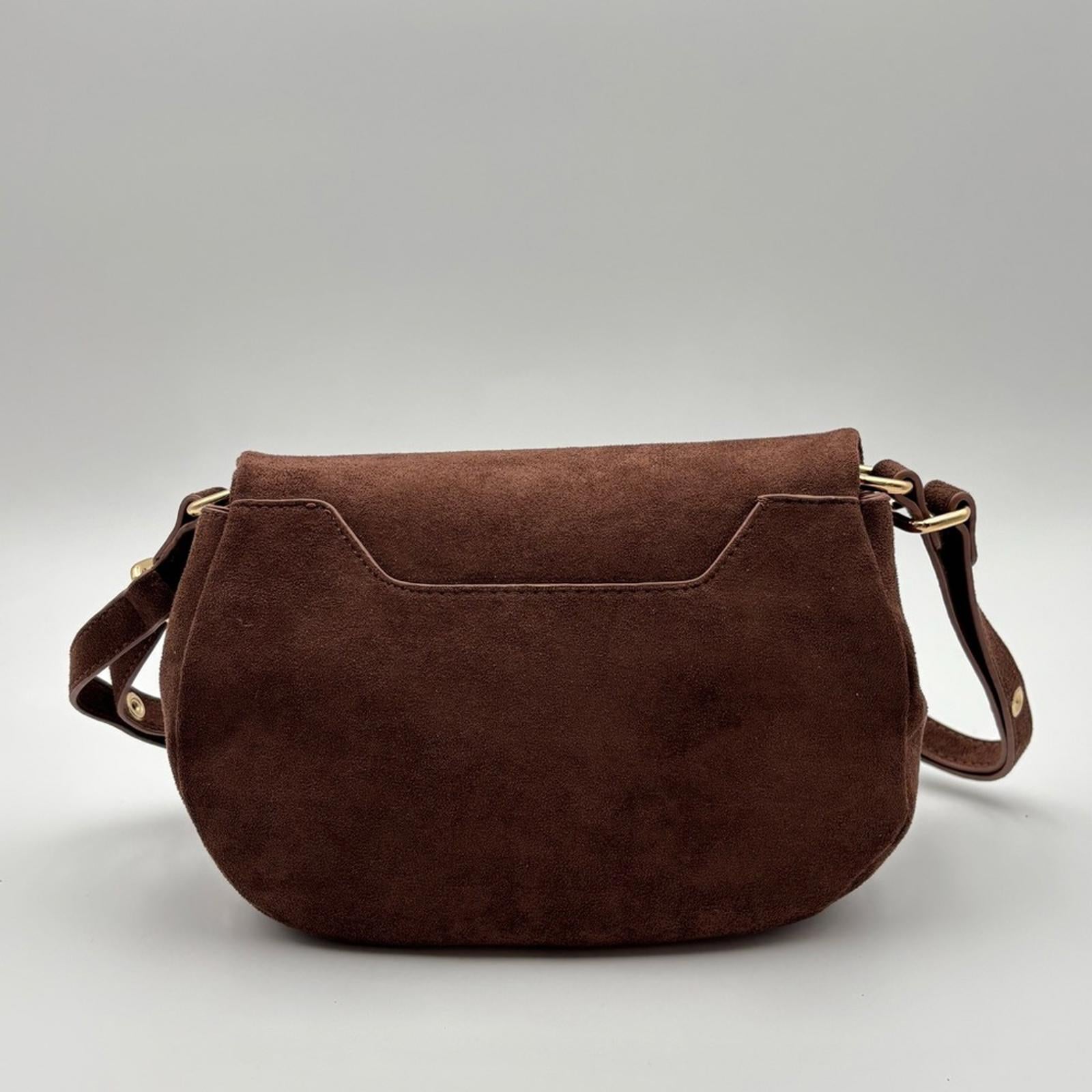 Vivienne Westwood Brown Suede Orb Shoulder Bag Vintage Logo Embossed