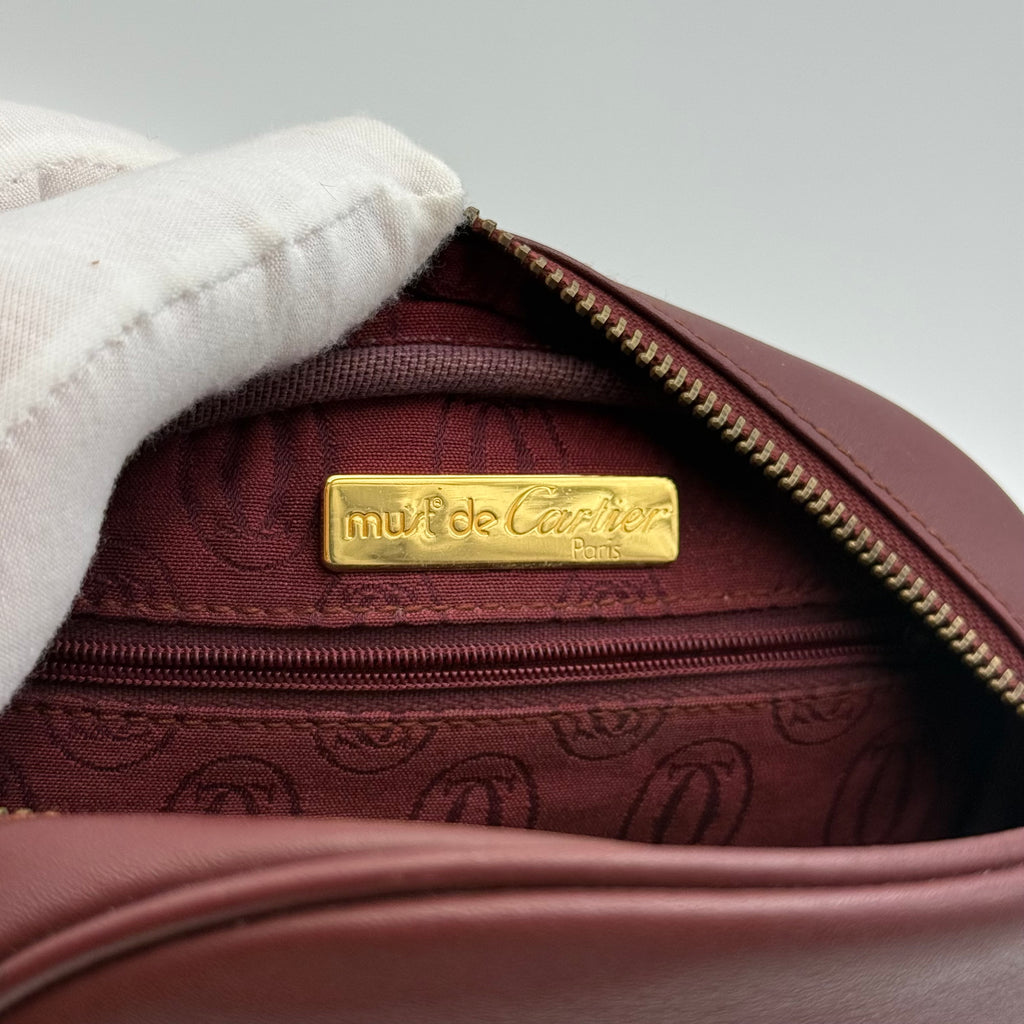 Cartier Vintage Must de Cartier Burgundy Leather Camera Bag