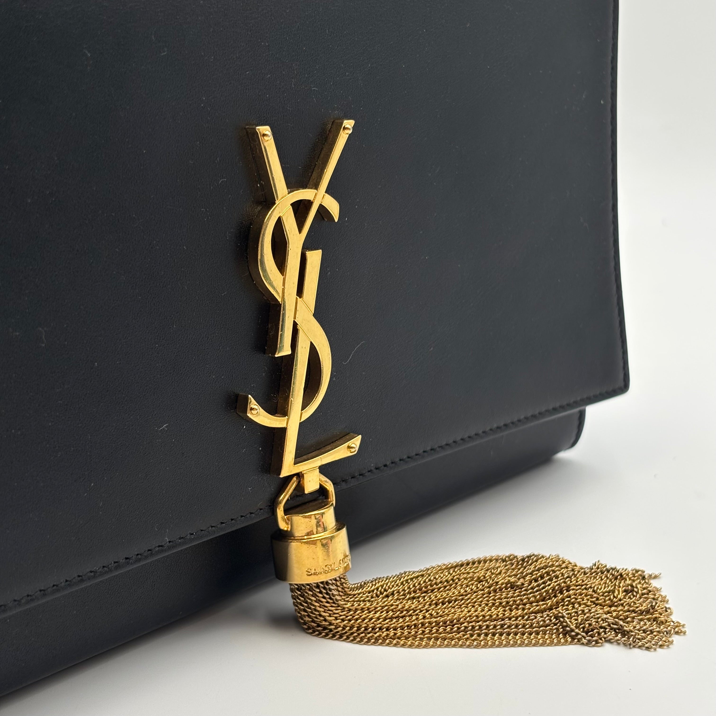Saint Laurent Kate Medium Tassel Bag – Black Leather & Gold Hardware