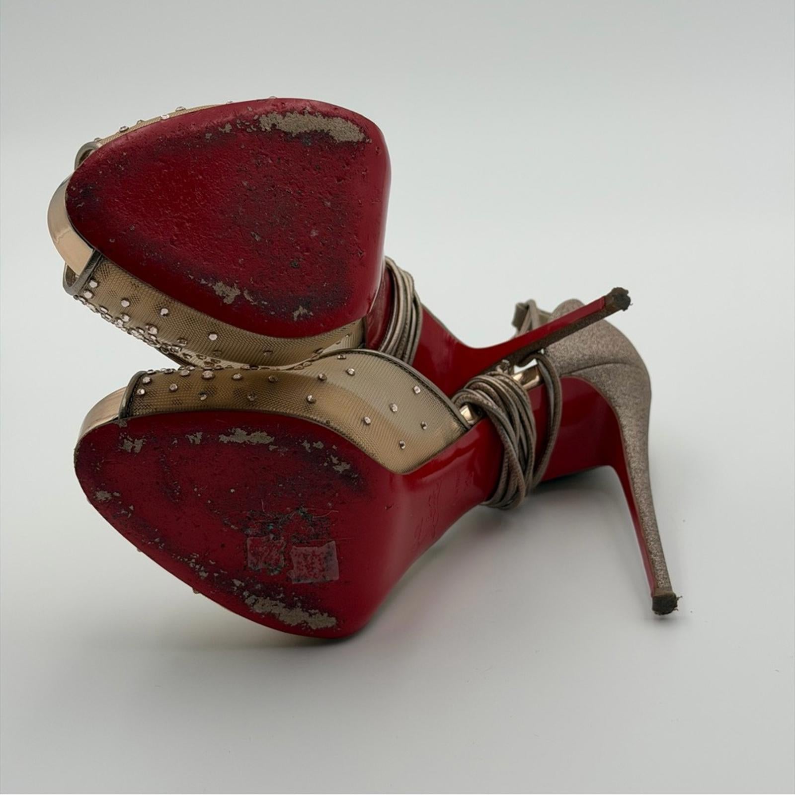 CHRISTIAN LOUBOUTIN GLITTER ACCENTS D’ORSAY HEELS