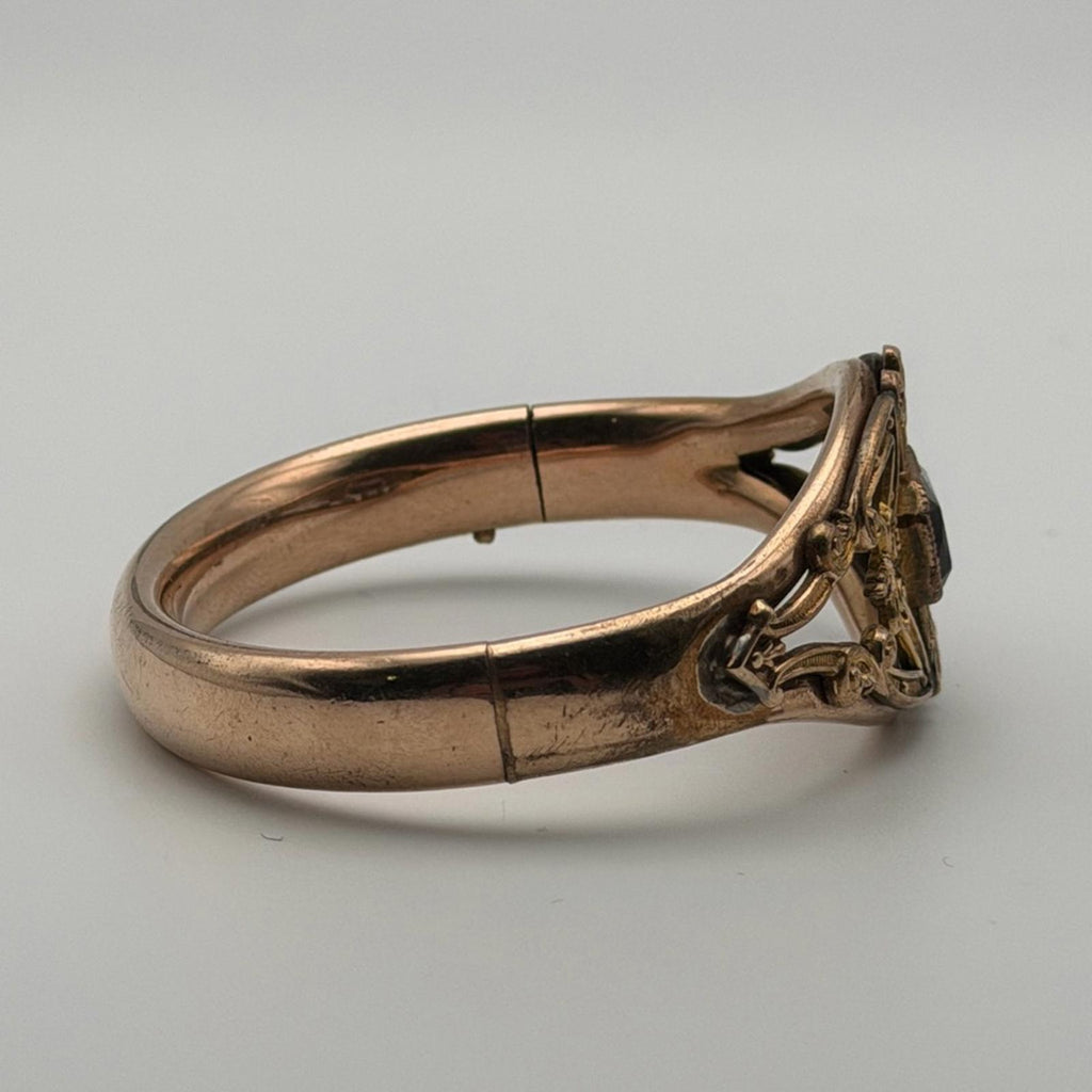 Antique Victorian Style Amethyst Bangle Bracelet – Gold Tone