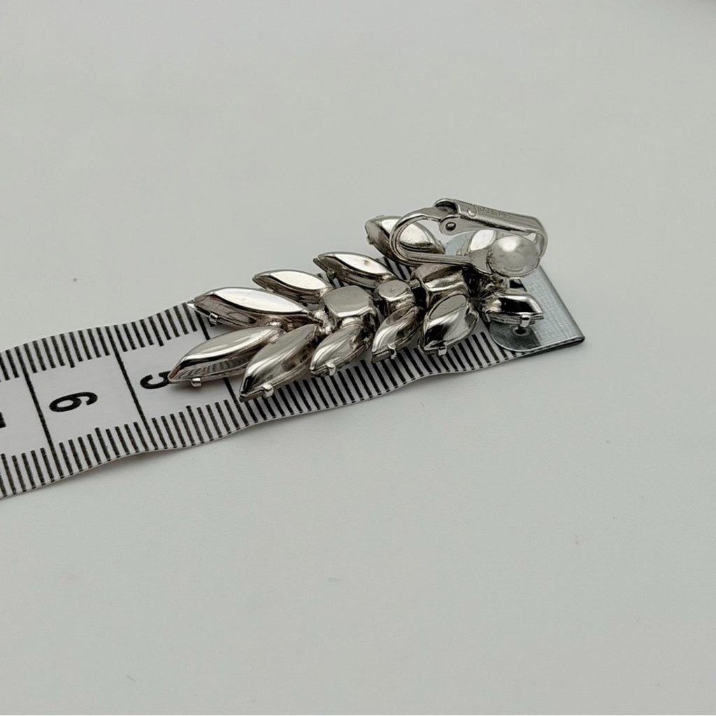 Sherman Rhinestone Brooch & Clip Earrings Set – Silver Tone