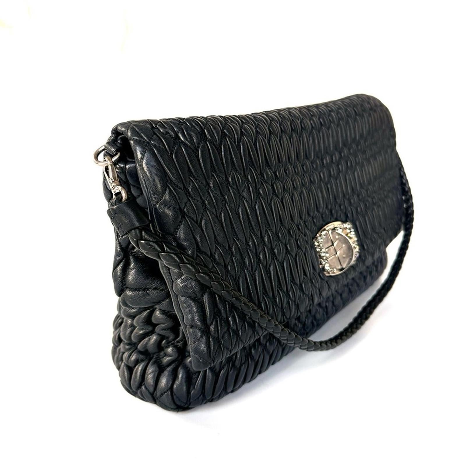 Miu Miu Crystal Nappa Leather Clutch Bag