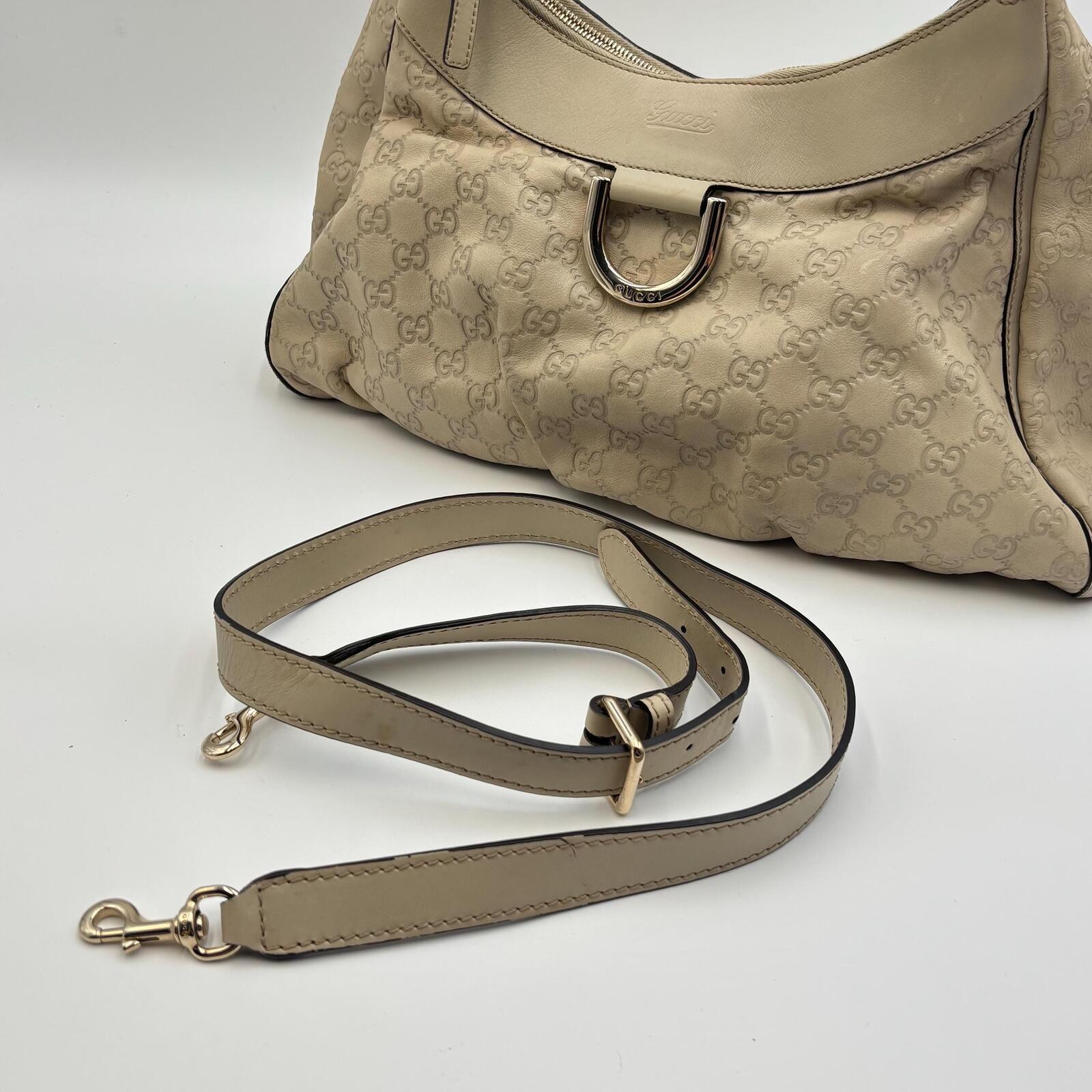 Gucci Guccissima D-Ring Hobo Bag – Ivory Leather With Detachable Strap