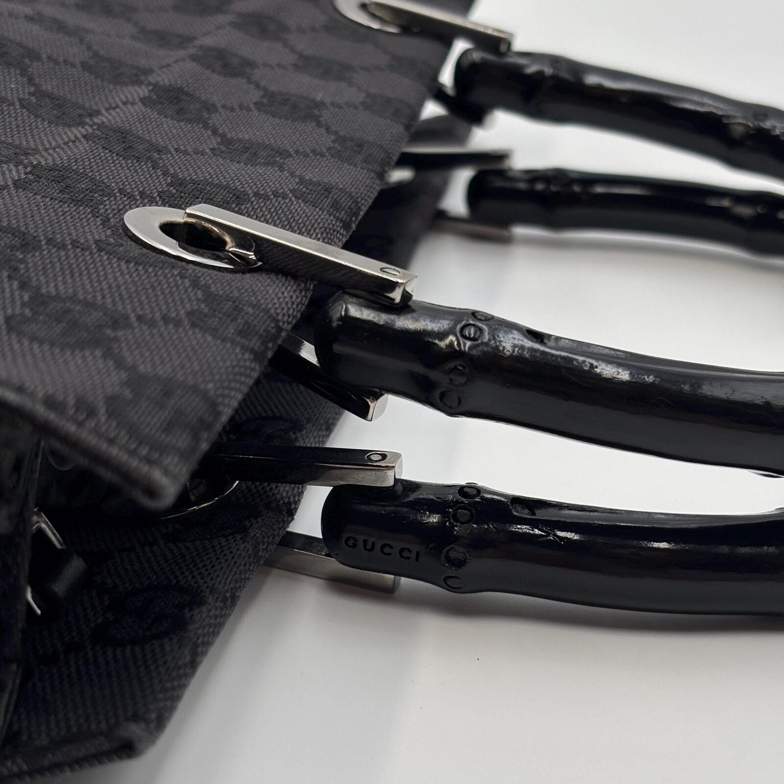 Gucci Bamboo GG Canvas Tote Bag Black