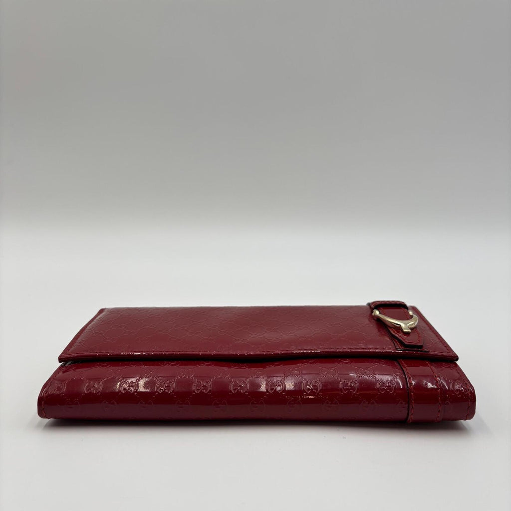 Gucci Red Micro Guccissima Patent Leather Continental Wallet