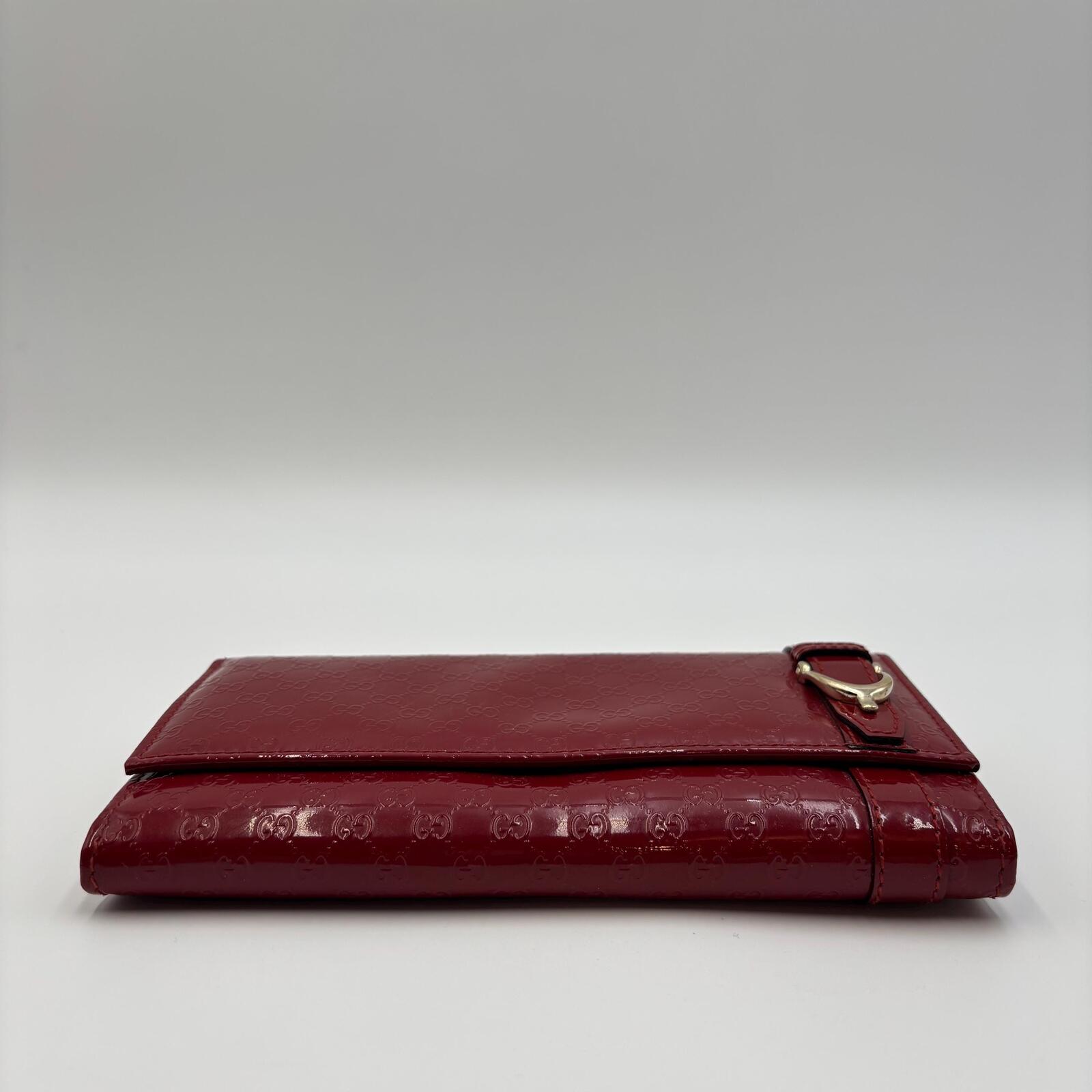 Gucci Red Micro Guccissima Patent Leather Continental Wallet