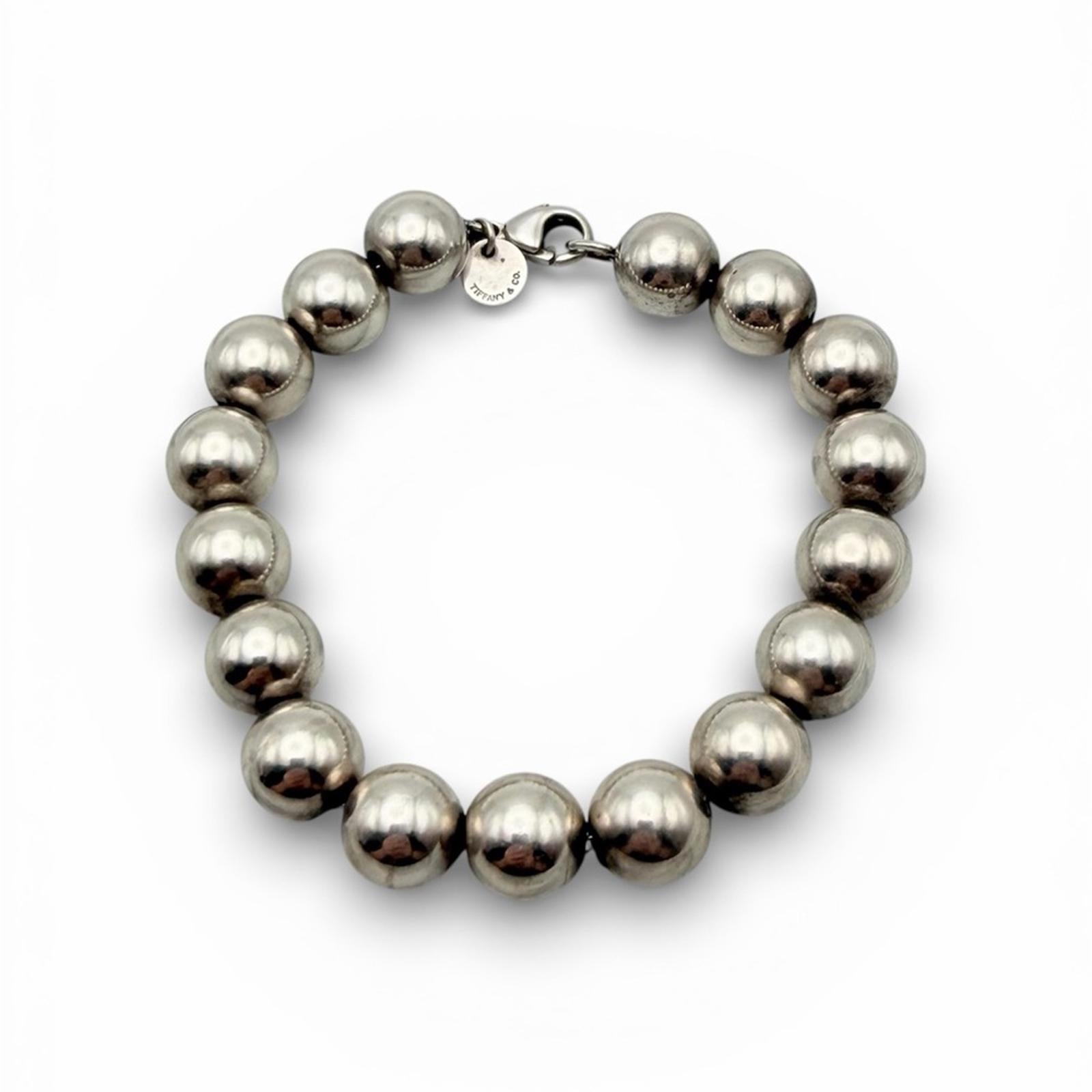 TIFFANY & CO 925 STERLING SILVER BALL BEAD BRACELET SILVER