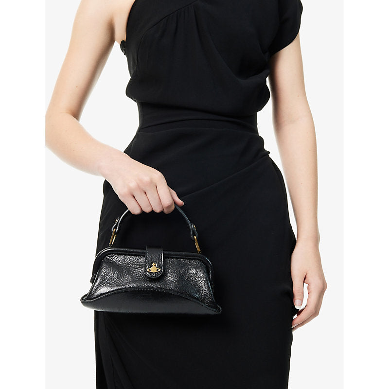 Vivienne Westwood Abbey Leather Cross-Body Bag in Black
